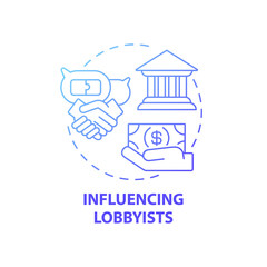 Influencing lobbyists concept icon. Business consulting task idea thin line illustration. Negotiating with significant political figures. Government. Vector isolated outline RGB color drawing