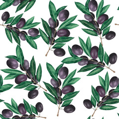 watercolor pattern seamless olive branch