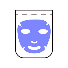 Facial mask sheet icon vector. Cleaning, whiting face and use cosmetic mask. Info-graphic in outline style illustration isolated