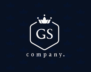 Letter GS, SG luxury crown logo. Elegant emblem and beautiful calligraphy. The creative vintage symbol for book design, brand name, business card, restaurant, boutique, hotel, cafe, badge, label.