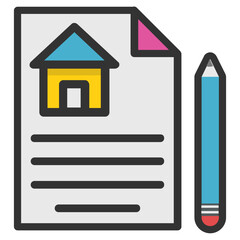 
Property papers with a pen, ready to be signed flat icon
