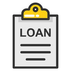
Loan application being clipped on clipboard flat icon
