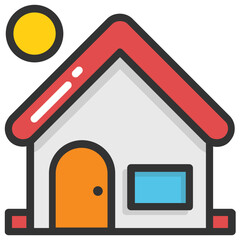 

A traditional small house flat vector icon design
