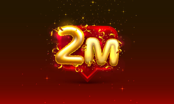 Thank you followers peoples, 2m online social group, happy banner celebrate, Vector