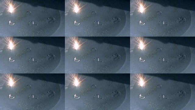 Metal is sintered under the action of laser into desired shape in chamber.