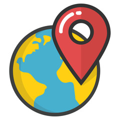 
Flat vector icon of location pin, global location 

