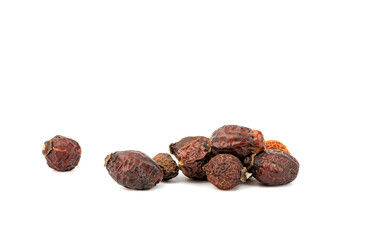 Dry rosehip berries isolated on the white background.