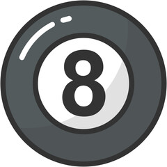 
Flat vector icon of a billiard ball with a digit 8 on it
