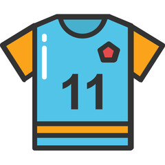 
Flat vector icon of a sports shirt with number 11 printed on it
