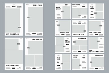 Editable Post Template Social Media Banners for Digital Marketing. Promotion Brand Fashion. Stories. Streaming. Vector Illustration - Vector