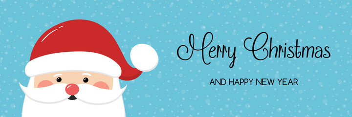 Christmas banner with happy Santa Claus. Vector