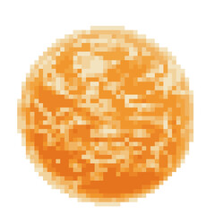 Sun planet in space pixel art. 3d rendering.