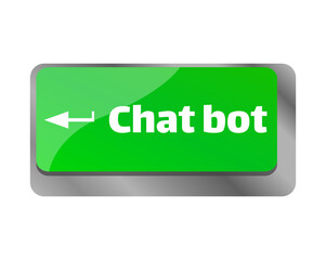 Chat bot . Close up of keyboard, enter computer key.