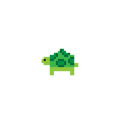 Fototapeta na wymiar Sea turtle pixel art. Vector picture.