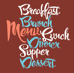 Hand-lettered Meal Category Headers—Breakfast, Brunch, Lunch, Dinner, Supper, Dessert—Use for Menus, Signage, Marketing & More!
