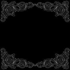 Vintage border frame engraving with retro ornament pattern in antique baroque style decorative design