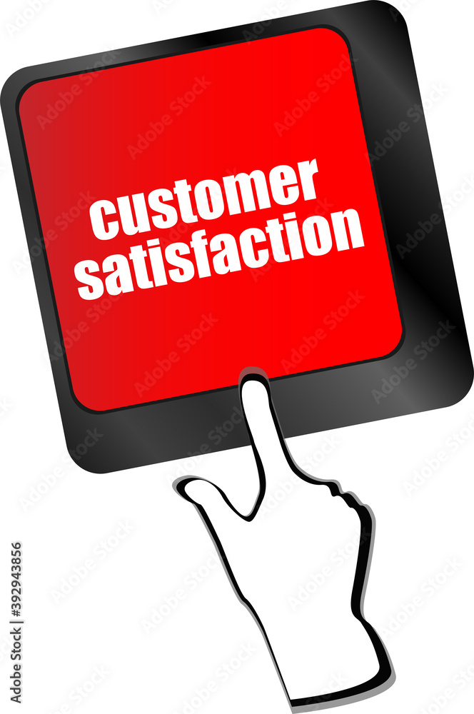 Poster customer satisfaction key word on computer keyboard