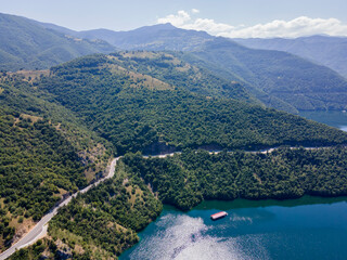 Aerial view of Vacha Reservoir, Bulgaria
