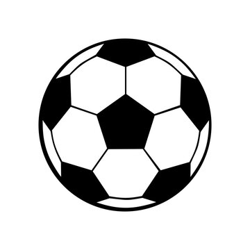 soccer ball, black and white isolated image, vector illustration