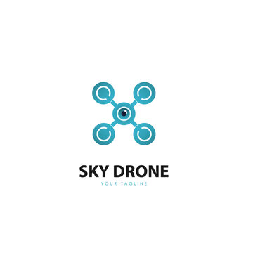 SKY DRONE Logo Design Template Flat Style Design Vector