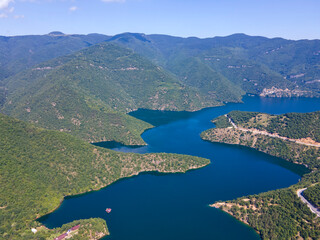 Aerial view of Vacha Reservoir, Bulgaria