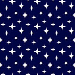 Fototapeta premium Vector seamless pattern of flat white stars isolated on black background