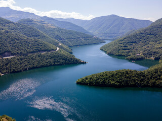 Aerial view of Vacha Reservoir, Bulgaria