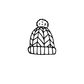 recommend clip art: Vector hand drawn doodle sketch winter hat isolated on white background