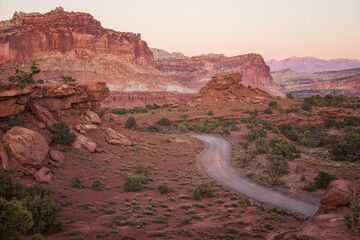 Capitol reef national park environment at sunset