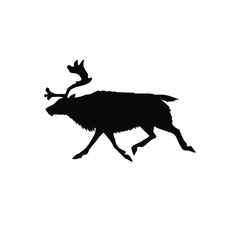 Vector hand drawn doodle sketch reindeer silhouette isolated on white background