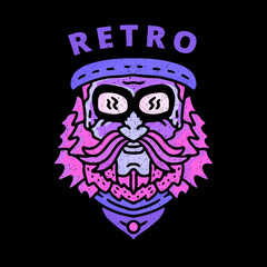 design of retro bearded man with riders style. illustration for poster, logo, sticker, or apparel merchandise.