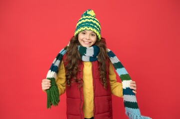 stylish child in knitwear care health in cold season, winter fashion