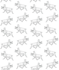 Vector seamless pattern of hand drawn doodle sketch reindeer isolated on white background