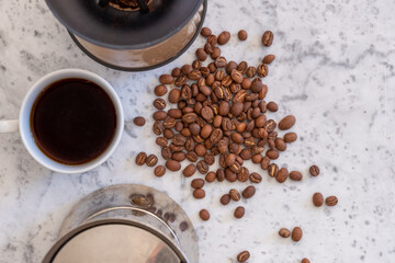 flat lay of coffee beans