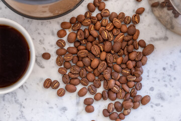 flat lay of coffee beans