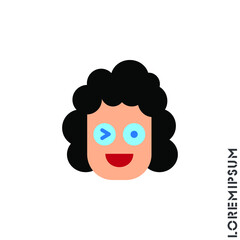 Winking icon girl, woman. smile emoticons isolated color on white background. Vector illustration. Wink icon vector, emotion symbol. Modern flat symbol for web and mobil apps 