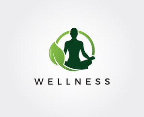 minimal wellness logo template - vector illustration