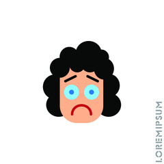 Sad Bad Mood Feel Sorry Regret Emoticon girl, woman Icon Vector Illustration. Style. color on white background