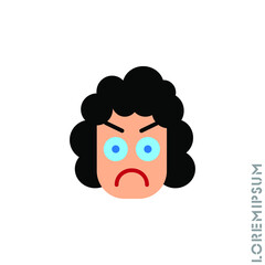 Angry girl, woman icon vector. Furious Face Emoticon Icon Vector Illustration. Style. color on white background