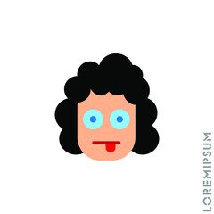Mocking Funny Humor Emoticon girl, woman Icon Vector Illustration. Style. color on white background