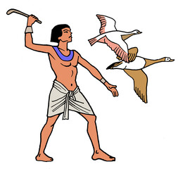 Ancient Egypt - Egyptian hunter and geese