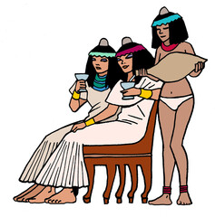 Ancient Egypt - Ladies and Egyptian slaves