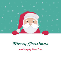 Fototapeta na wymiar A greeting card with Santa Claus. Merry Christmas and Happy New Year. Vector illustration