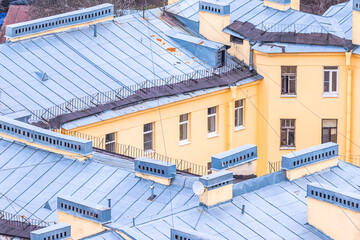 iron roofs of old city houses