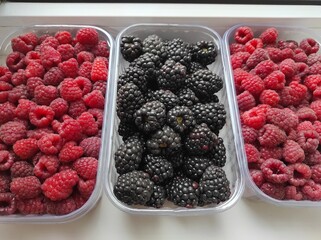 raspberries and blackberries