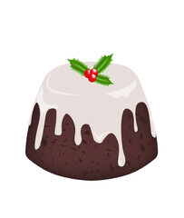 Christmas pudding isolated. vector  illustration