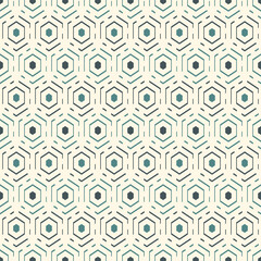 Contemporary honeycomb geometric pattern. Repeated hexagons ornament. Modern mosaic background. Seamless surface abstract design. Geo wallpaper. Digital paper, textile print. Vector art