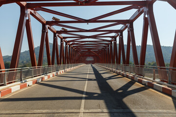 Fototapeta na wymiar nasak-khokhaodo laos-netherlands friendship bridge. Bridge over the Mekong River.