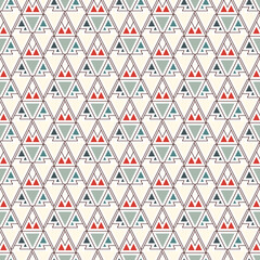 Ethnic, tribal seamless surface pattern. Native americans style background. Repeated triangles motif. Contemporary abstract geometric wallpaper. Boho chic digital paper, textile print. Vector art