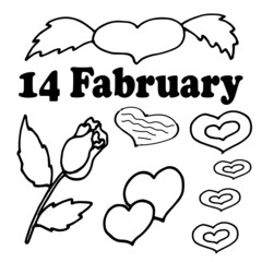 rose, February 14, teddy bear, heart with wings, jar with hearts, cupid, Valentine's day, Valentine's day, Valentine's day gift, balloon in the form of a heart, hearts, broken heart, glasses in the fo